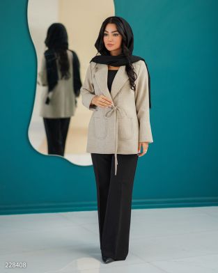 مانتو شانتون لینن یقه انگیلسی بسته شدن با بند سرآستین پاکتی و برگردون مدل فانید کد 2284